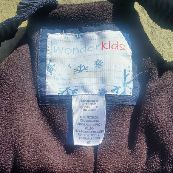 Wonderkids Boys 3T Navy Blue Overalls Snow Bibs - Picture 3 of 4